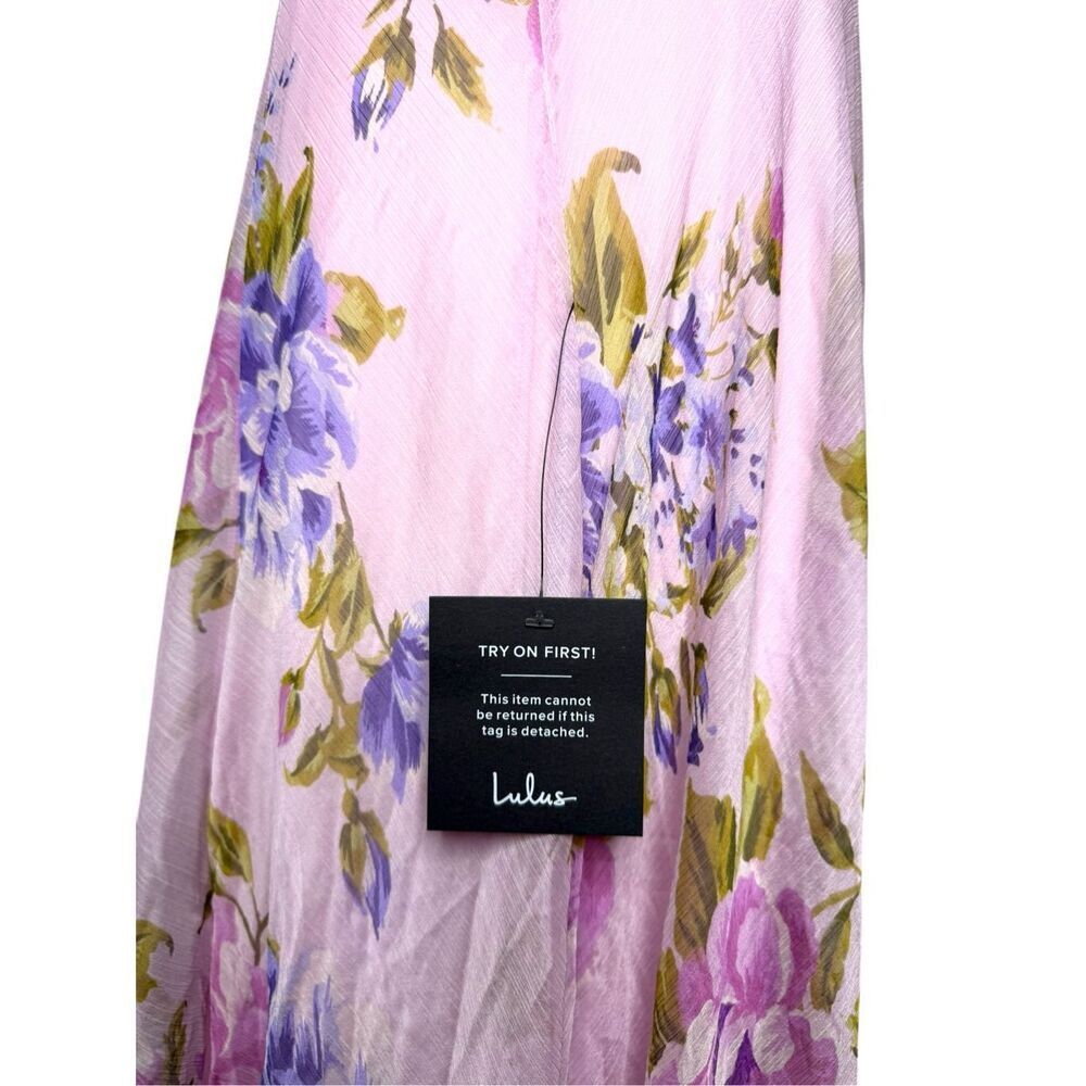 Lulus Women’s Large Maxi Dress Romantic Light Pink Floral Print Halter Neck NEW - Picture 6 of 11